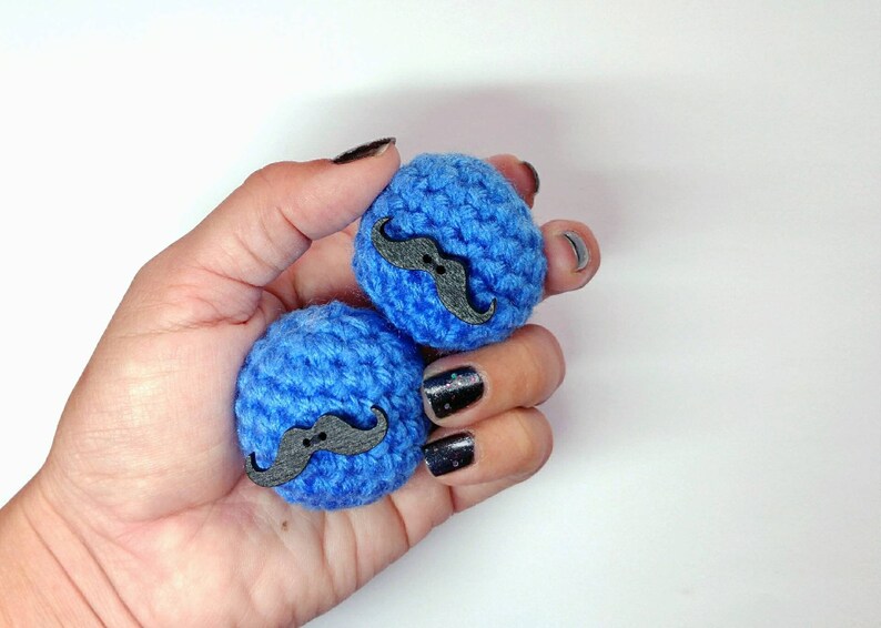 Blue Balls mustache balls crochet balls stress balls | Etsy
