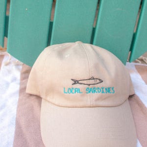 Local Sardines - Embroidered Classic Dad Cap - 100% Cotton Beach Hat Fishing Gift Summer Accessory Casual Everyday Cap