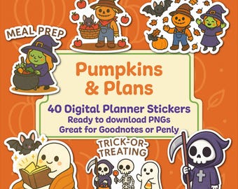 Halloween Planner Stickers | Pumpkins & Plans Digital Download