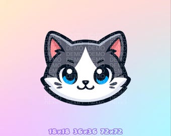 Channel Points Icon | Emote | Gray white Cat | Twitch kick | Digital Download.