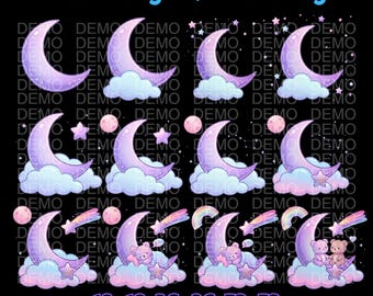 Twitch sub badges / Bits Badges / Pastel moons and stars / Twitch Kick / Digital Download.