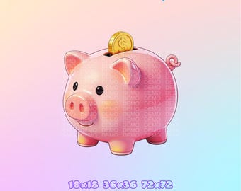 Cute Piggy Bank Channel Points Icon / Emote – Kawaii Money Design