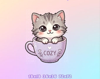 Channel points icon | Emote | Cat in coffee cup | Twitch Kick | Digital Download.