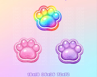 Channel points icon | Emotes | Cat paws 3 colors | Twitch Kick | Digital Download,