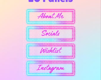 20 Neon panels | Neon pink and aqua | Twitch Kick | Digital Download.