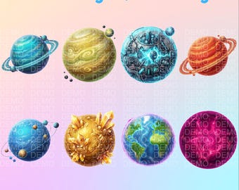 16 Planet Sub Badges / Bits Badges (Digital Download)