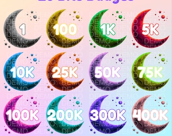 28 Twitch Bit badges | Moon and stars | Digital Download.