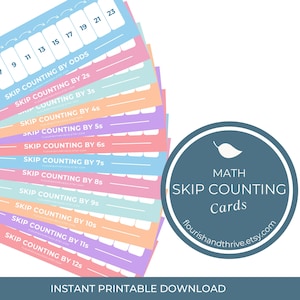 Set of 15 Skip Counting Cards | Printable PDF | Math Class Tools | Homeschool Math Resource | Pastel Pop | Schoolhouse Collection
