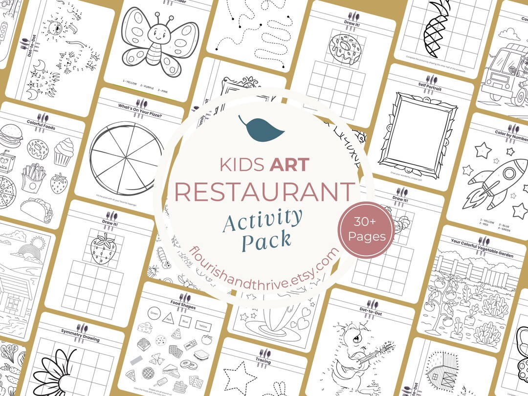Art Restaurant Activity Pack: Kids Coloring Pages & Drawing Prompts (8 ...