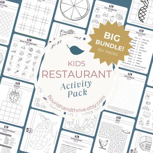 Restaurant Activity Bundle Digital Download Printable Activities Kids Busy Book Dinner Games Family Entertainment Travel Kit Party Children Mealtime Boredom Buster Coloring Pages Drawing Activities Family Friendly Games Instant Access