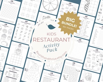 Restaurant Activity Bundle Digital Download Printable Activities Kids Busy Book Dinner Games Family Entertainment Travel Kit Children Party