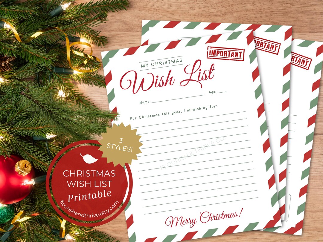Classic Christmas Wish List – Printable Holiday List for Kids & Adults ...