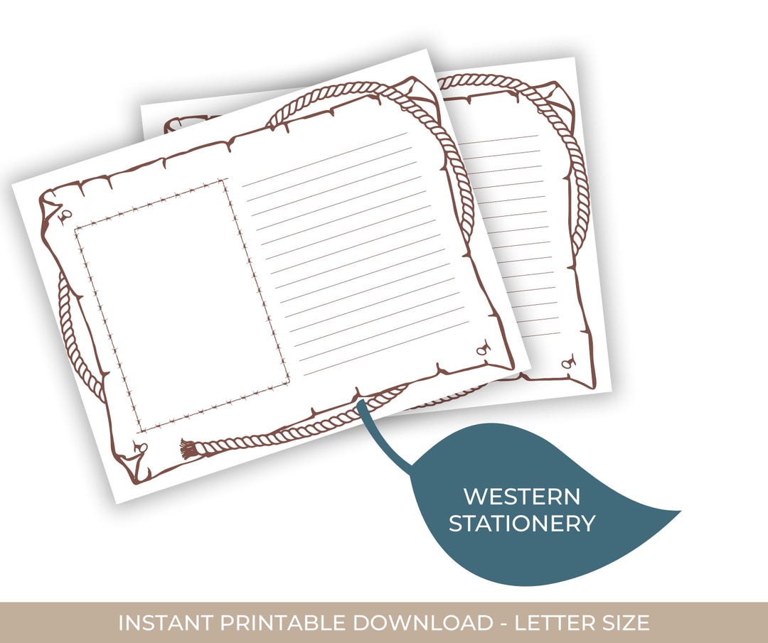 Cowboy Writing Paper Digital Download Printable Stationery Western ...