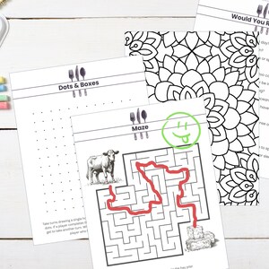 Restaurant Activity Bundle Digital Download Printable Activities Kids Busy Book Dinner Games Family Entertainment Travel Kit Children Party image 7
