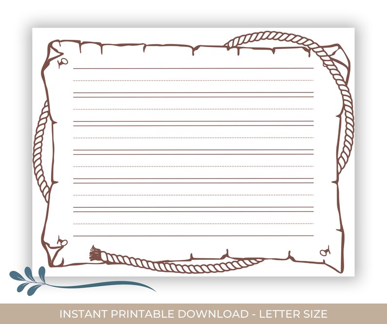 Cowboy Rope Writing Cowboy Writing Paper Digital Download Printable Stationery Western ...