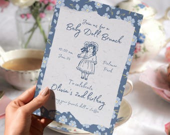 Baby Doll Brunch Birthday party invitation - Editable Digital Canva Template