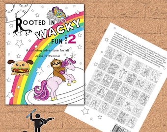 INSTANT DOWNLOAD Coloring Book -  Rooted In Wacky Fun, Part 2 - Coloring Print, doodle art, printable, Kawaii style