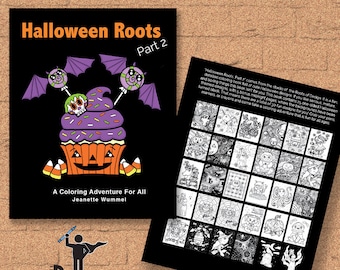 INSTANT DOWNLOAD Coloring Book -  Halloween Roots Part 2 - Coloring Print, doodle art, printable, Spooky style