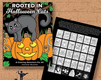 INSTANT DOWNLOAD Coloring Book -  Rooted In Halloween Cats - Coloring Print, doodle art, printable