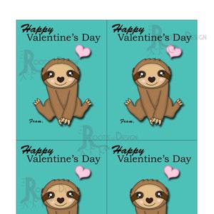 Sofortiger Download - süße Faultier-Valentinskarten - ideal für Valentinstag, Herztag und Klassenzimmer-Partys - druckbare Karte