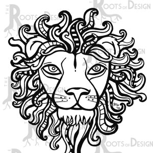 INSTANT DOWNLOAD Coloring Page - Lion Art Print zentangle inspired, doodle art, printable