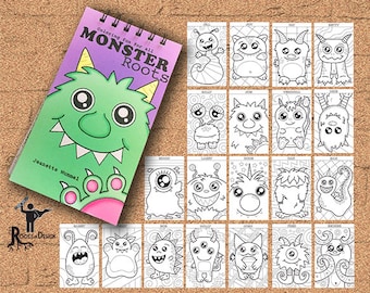 INSTANT DOWNLOAD Coloring Book - Monster Roots - Coloring Print, doodle art, printable, Kawaii stylestyle