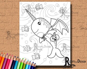 INSTANT DOWNLOAD Pumpkin Bats Coloring Coloring Page Print, doodle art, printable