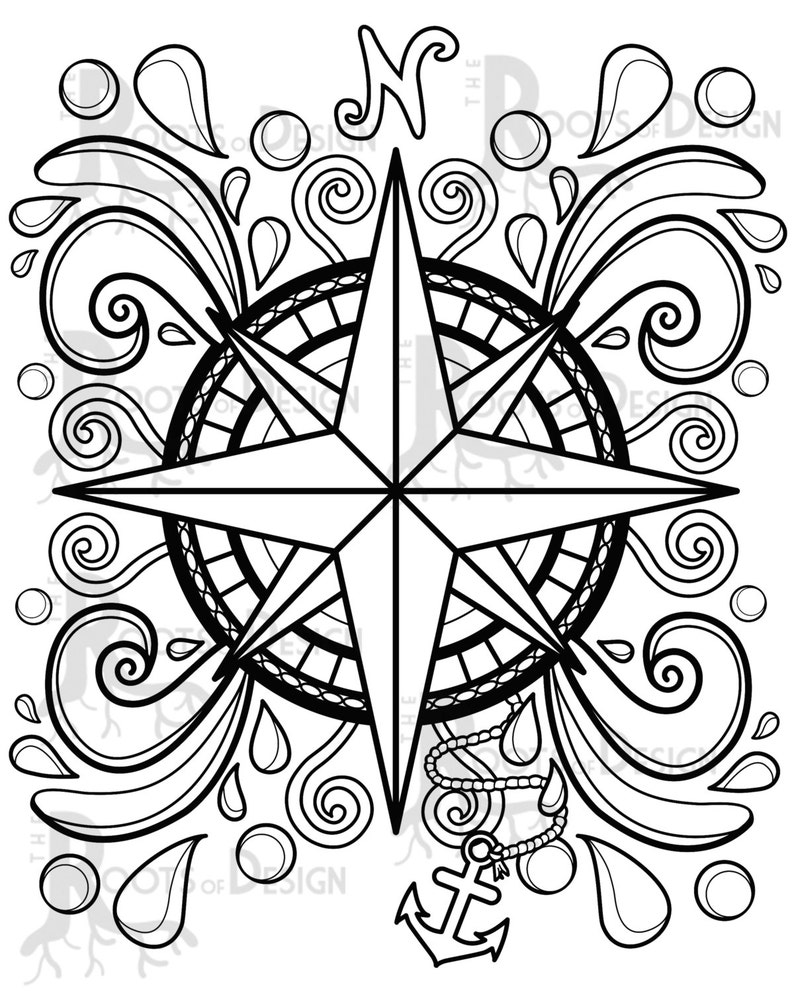 Compass Rose Coloring Page Sketch Coloring Page