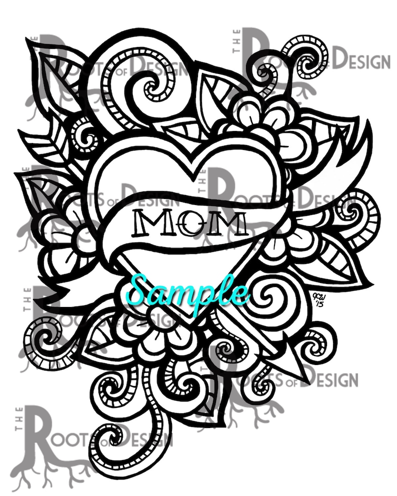 Download INSTANT DOWNLOAD Coloring Page Mom Tattoo style / | Etsy