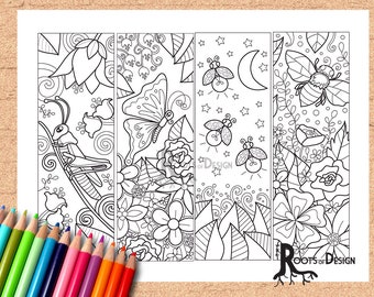 INSTANT DOWNLOAD Coloring Page - Bug Themed Color your own fun bookmarks, doodle art, printable