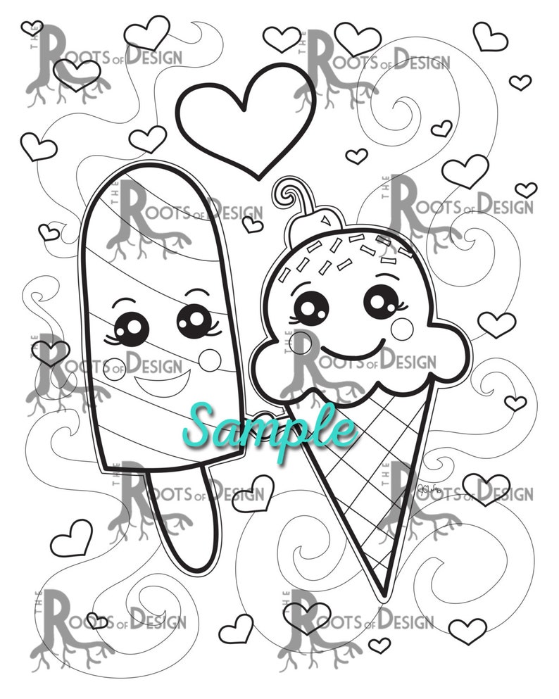 Instant Download Cute Kawaii Dessert Coloring page bundle Coloring Page or Print image 2