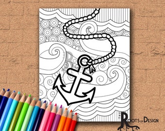 INSTANT DOWNLOAD Coloring Page - Anchor Art, printable