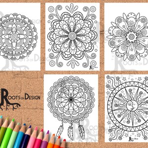 Instant Download-Mandala coloring bundle zendoodle inspired Coloring Page /  Print