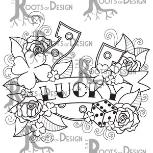 INSTANT DOWNLOAD Coloring Page St Patrick's Day Shamrock Lucky inspired, doodle art, printable image 2