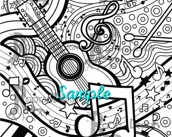 アート・デザイン・音楽 Great Paintings of Colouring Buy INSTANT DOWNLOAD Coloring Page - Music Art Print