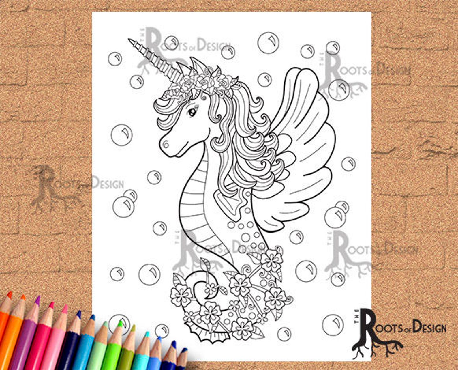 instant download coloring page unicorn ice cream print etsy