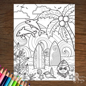 INSTANT DOWNLOAD Coloring Page - Summer fun 2, doodle art, printable