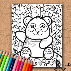 INSTANT DOWNLOAD Coloring Page -Panda Coloring Print, doodle art, printable, Kawaii style