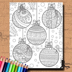 Instant Download-Printable Christmas / Holiday Ornament zentangle inspired Coloring Page or Print