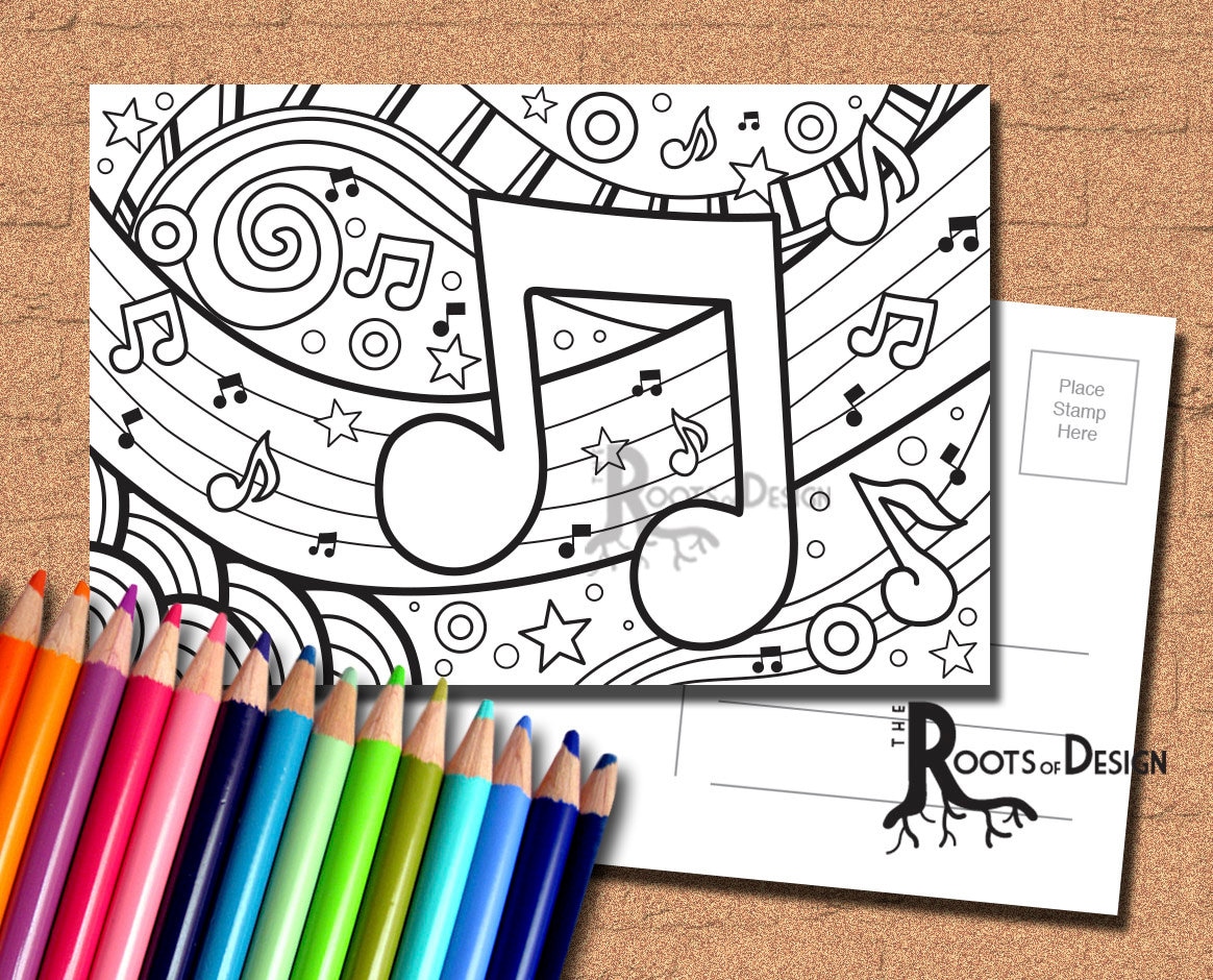 32 Marvelous Music Crafts for Kids To Make And Play 25 INSTANT DOWNLOAD Coloring Postcard Page - Music Zendoodle Color your…