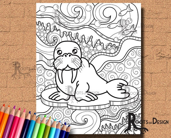 INSTANT DOWNLOAD Coloring Page Walrus Print, Doodle Art, Printable - Etsy  Canada