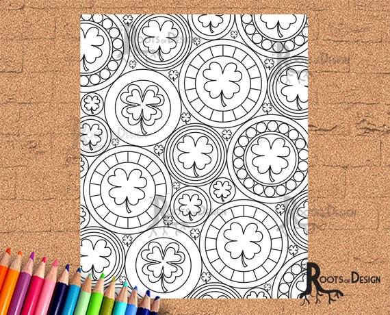 INSTANT DOWNLOAD Coloring Page  Shamrock / Clover Circles