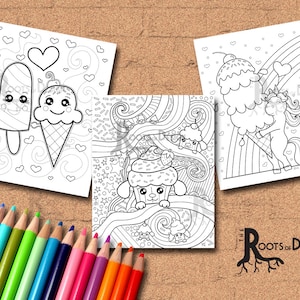 Instant Download Cute Kawaii Dessert Coloring page bundle Coloring Page or Print image 1