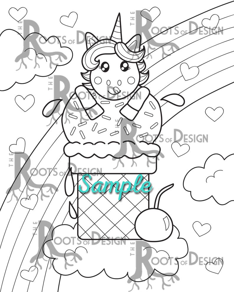 INSTANT DOWNLOAD Coloring Page Unicorn Ice Cream Print | Etsy