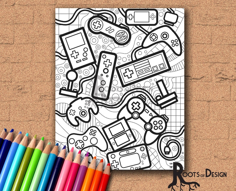 INSTANT DOWNLOAD Coloring Page Video Game Controllers | Etsy