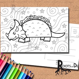INSTANT DOWNLOAD Coloring Postcard Page - Tacosaurus Color your own fun Postcards, doodle art, printable, Coloring Postcards