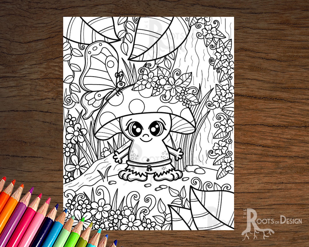 INSTANT DOWNLOAD Coloring Page - Mushroom Person, Doodle Art, Printable ...