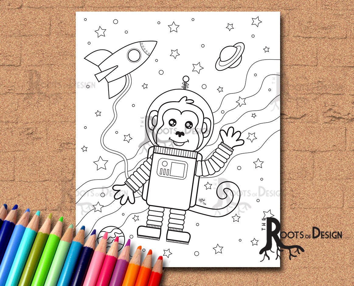 Astronaut Monkey Coloring Sheet