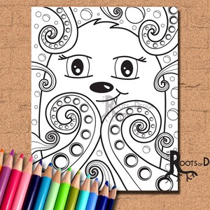 INSTANT DOWNLOAD Coloring Page Butterfly Uni-Cat Art Coloring Print, doodle art, printable