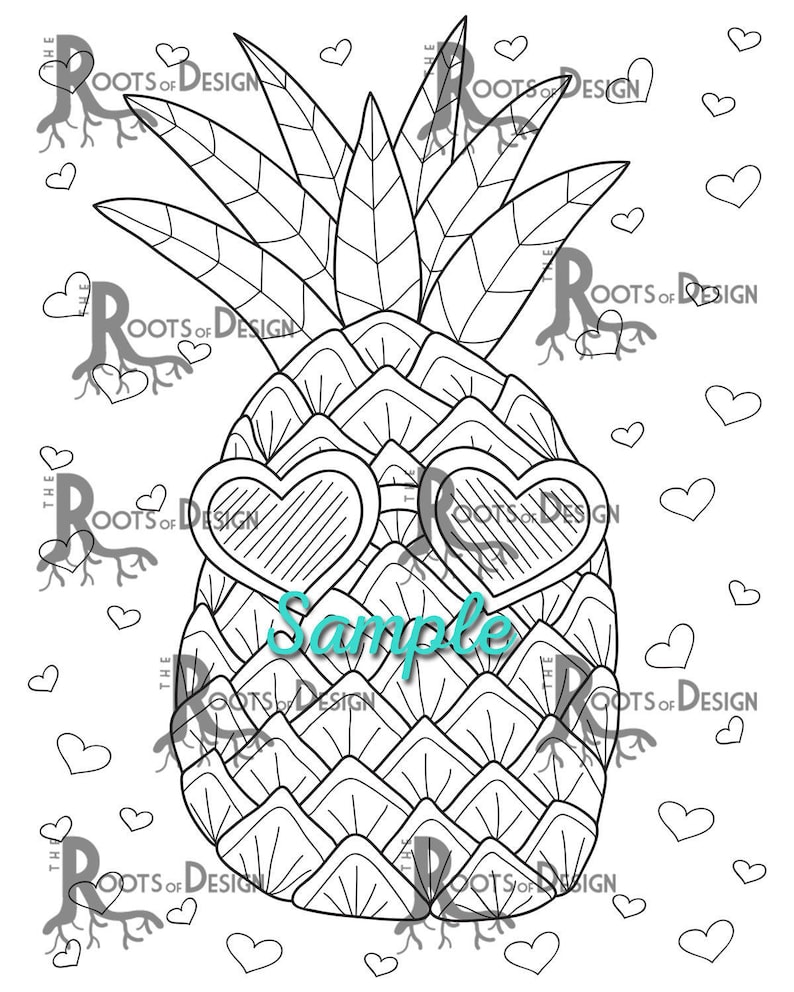 INSTANT DOWNLOAD Coloring Page Sunglasses Pineapple Coloring - Etsy